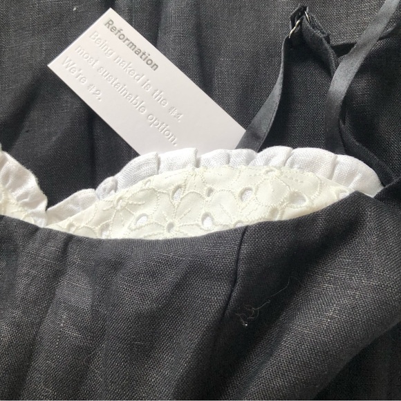 NWT Reformation Lovella Linen Dress - Black - Picture 6 of 9